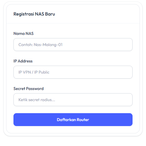 Form Registrasi NAS Baru