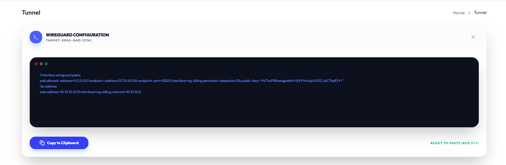 Modal Konfigurasi WireGuard