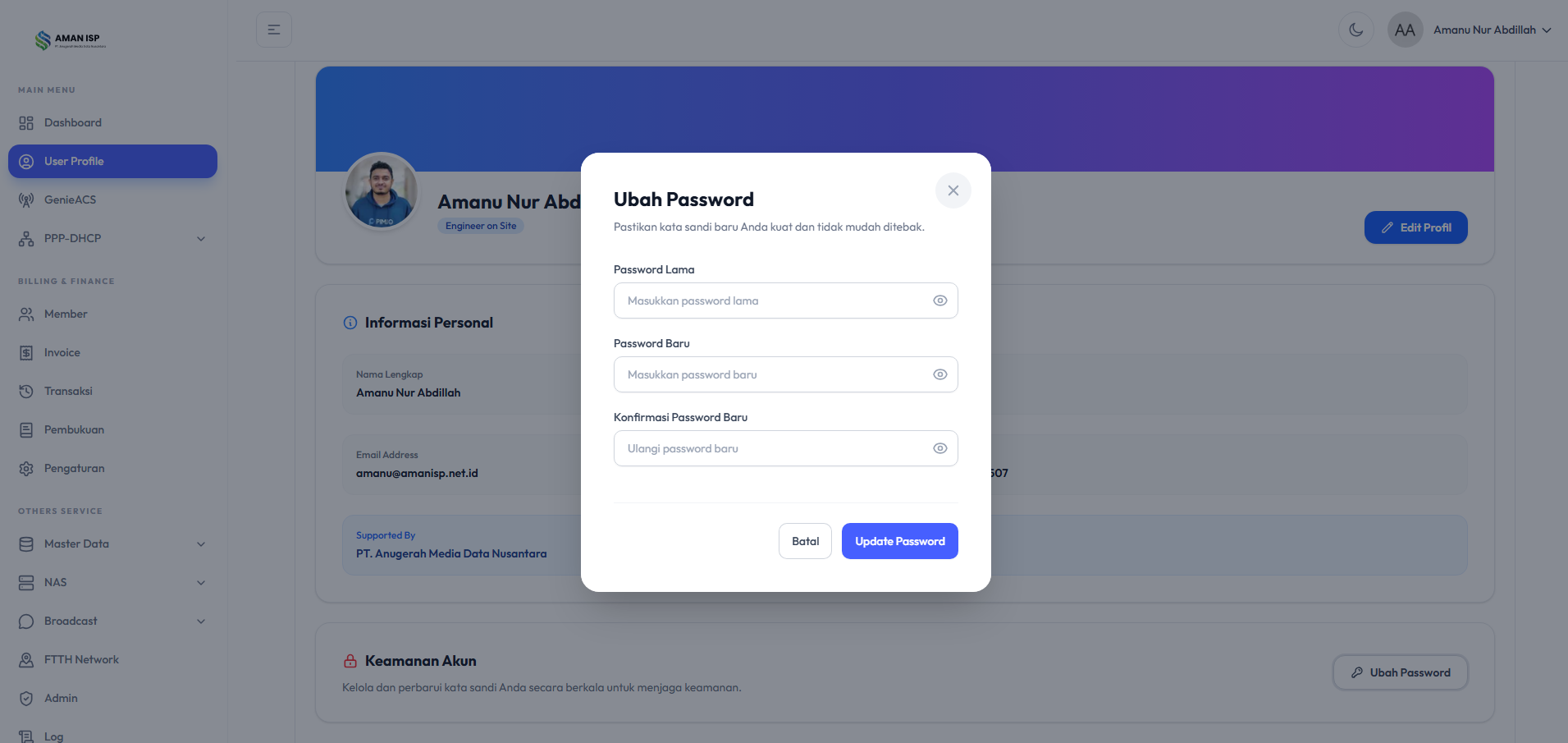 Ubah Password Modal